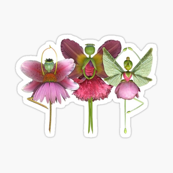 Pink Dancing Flower Fairies Sticker