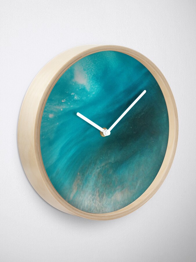 Alternate view of Sea Mist Coastal Ocean Beach Resin Art Clock