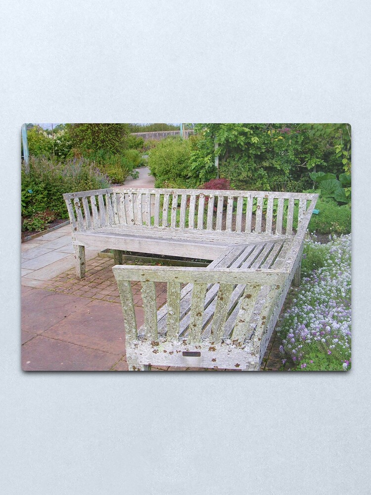 Corner Garden Bench Metal Print By Lezvee Redbubble
