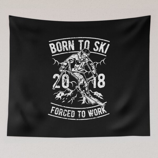 Item preview, Born To Ski Forced To Work 2018 Shirt Funny Vintage Illustration T-Shirt Great Gift for Sport Fan Unisex Short-Sleeve Jersey Tee designed and sold by Panda Branda.
