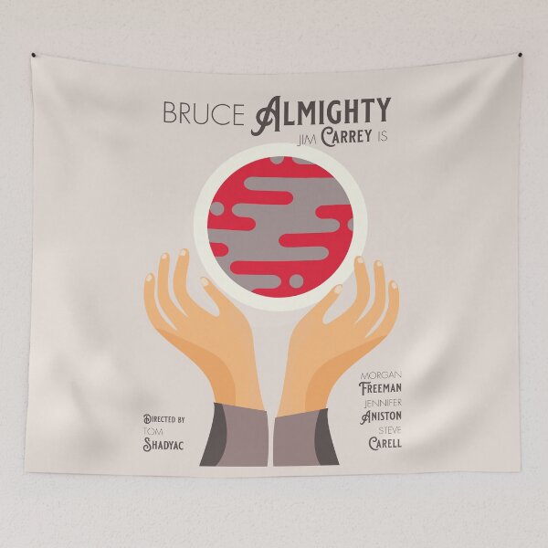 Item preview, Bruce Almighty, alternative movie poster, Jim Carrey film with Morgan Freeman, Jennifer Aniston, Steve Carell designed and sold by Spallutos.