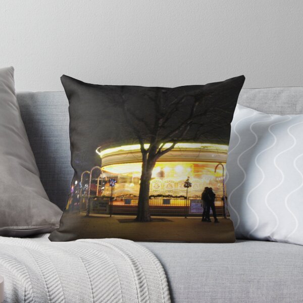 Merry Go round near river thames Throw Pillow
