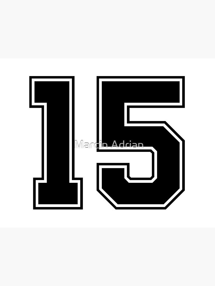 15 american football classic vintage sport jersey number in black number on white background for american football baseball or basketball art board print by marcinadrian redbubble