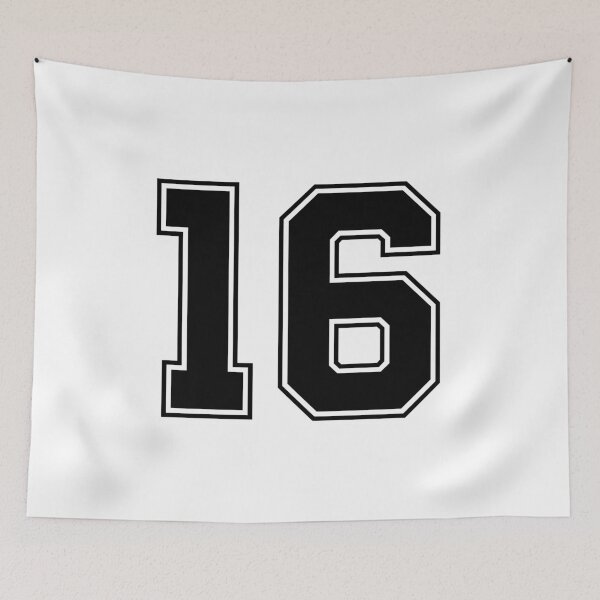 Item preview, 16 American Football Classic Vintage Sport Jersey Number in black number on white background for american football, baseball or basketball designed and sold by Marcin Adrian.