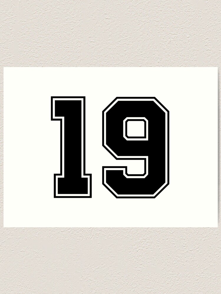 19 american football classic vintage sport jersey number in black number on white background for american football baseball or basketball art print by marcinadrian redbubble