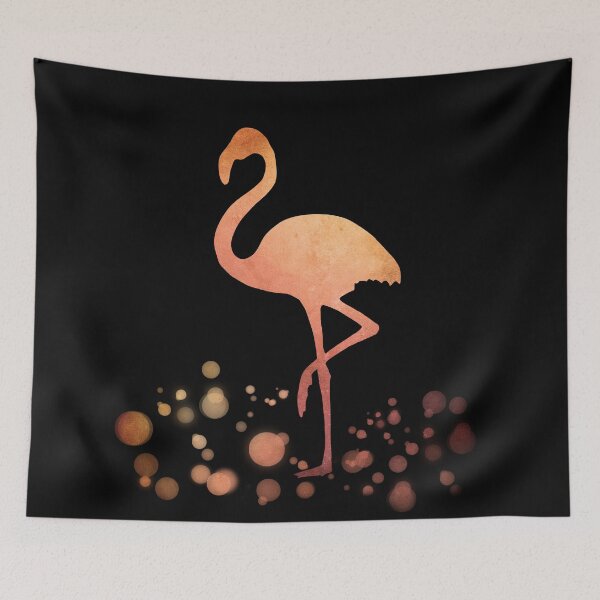 Item preview, Flamingo in rose gold hues on black background designed and sold by artsome-design.