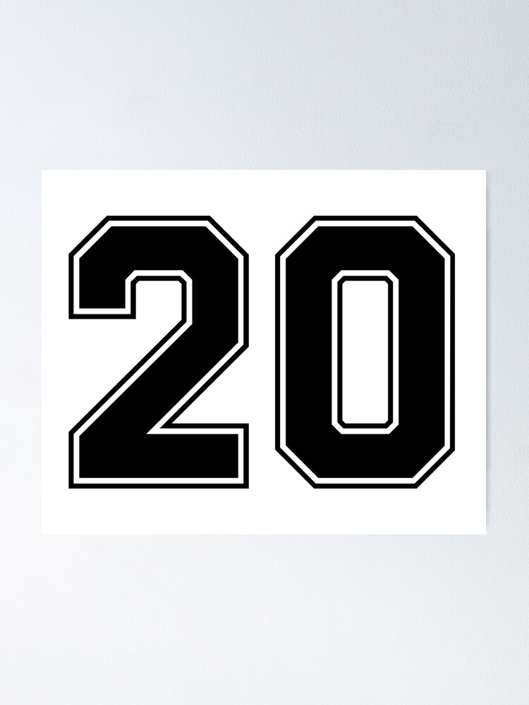 20 American Football Classic Vintage Sport Jersey Number in black number on  white background for american football, baseball or basketball