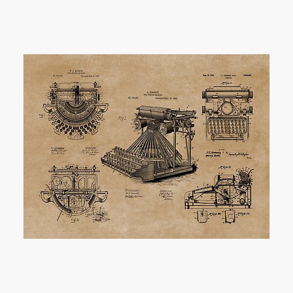 Vintage Typewriter Patent Blueprints" Art Board Print for Sale by MadebyDesign | Redbubble