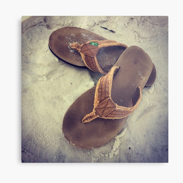 Flip Flops on the Sand Metal Print