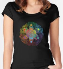 Six Color Red-Orange-Yellow-Green-Blue-Purple Women's Fitted Scoop T-Shirt
