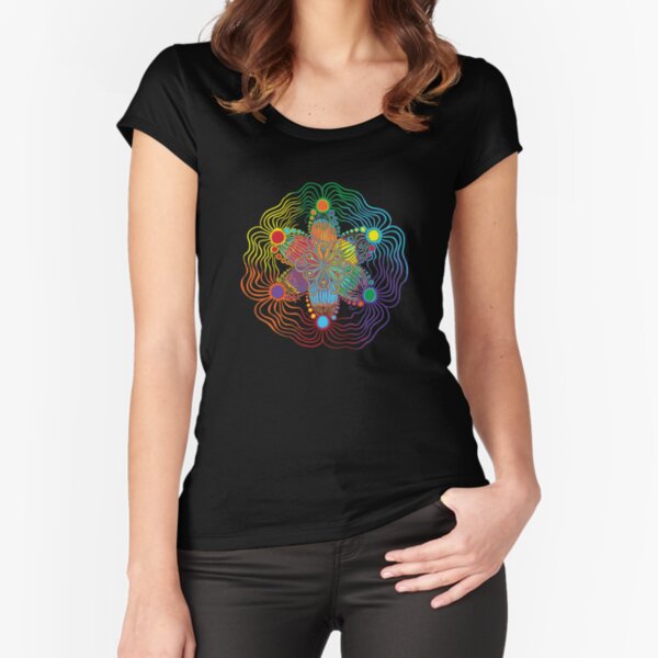 Six Color Red-Orange-Yellow-Green-Blue-Purple Fitted Scoop T-Shirt
