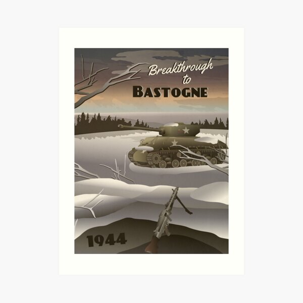 Bastogne 1944 - Battle of the Bulge Travel Poster Art Print