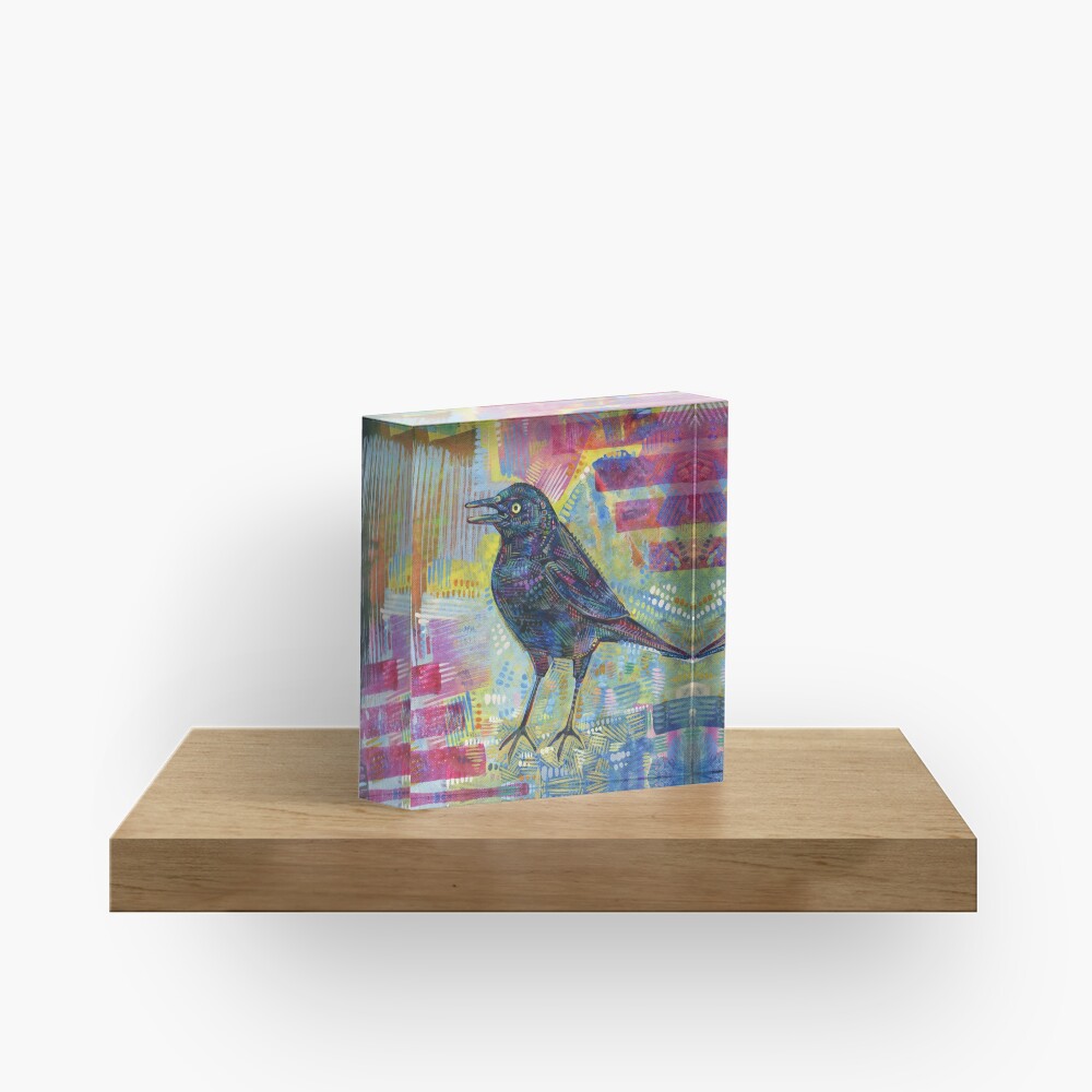 Rusty Blackbird Painting - 2016 Acrylic Block