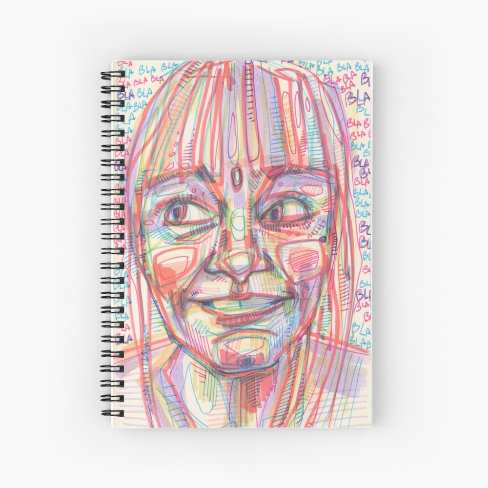 Bla Bla Bla Portrait Drawing - 2016 Spiral Notebook