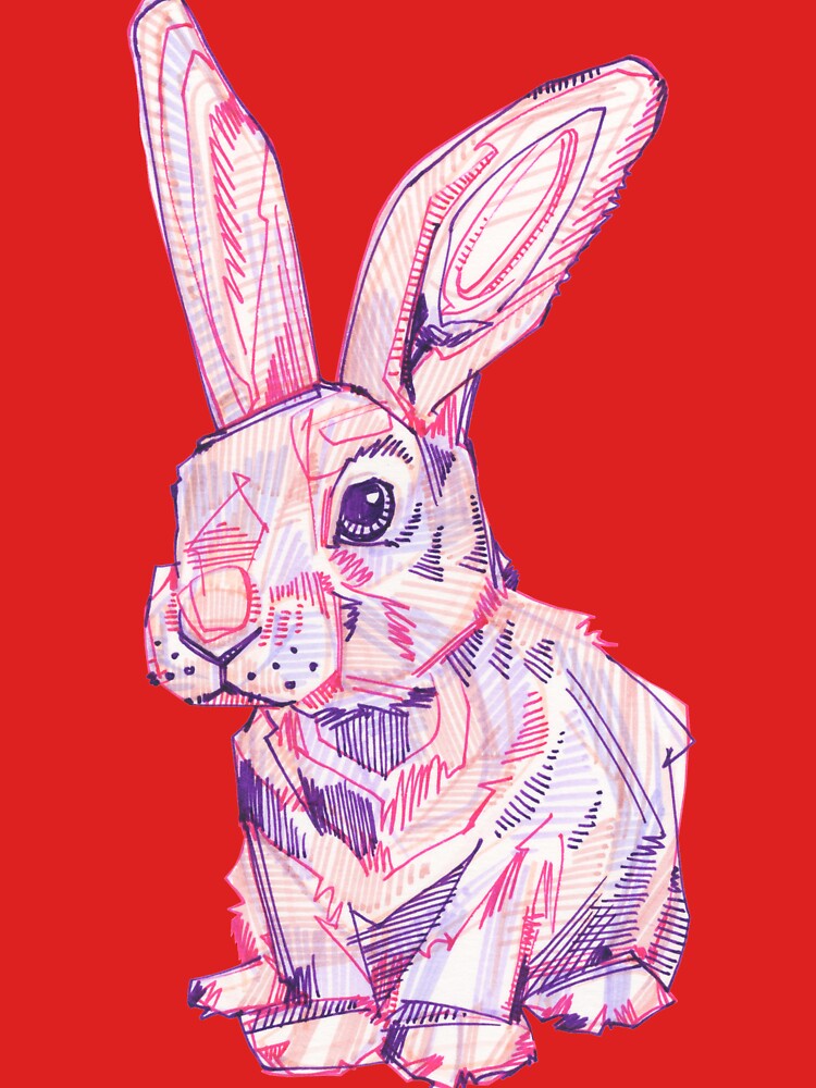 Pink Rabbit Drawing - 2017 by gwennpaints