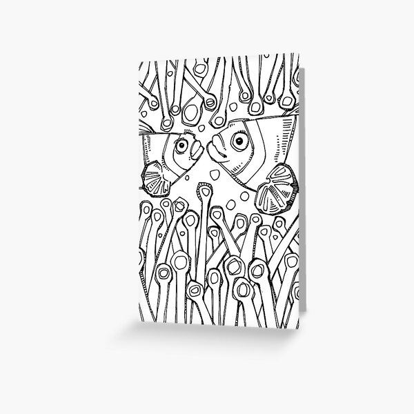 Clownfish, Coloring Book Page Greeting Card