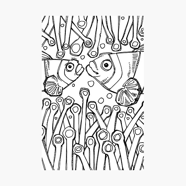 Clownfish, Coloring Book Page Photographic Print