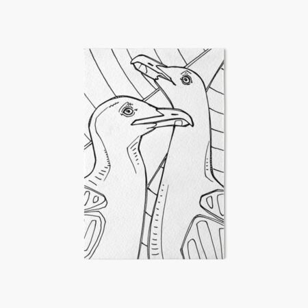 Western Gull, Coloring Book Image Art Board Print