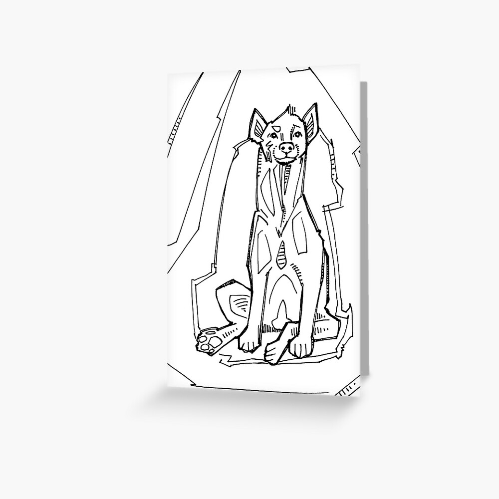 Spotted Hyena Coloring Book Page Greeting Card