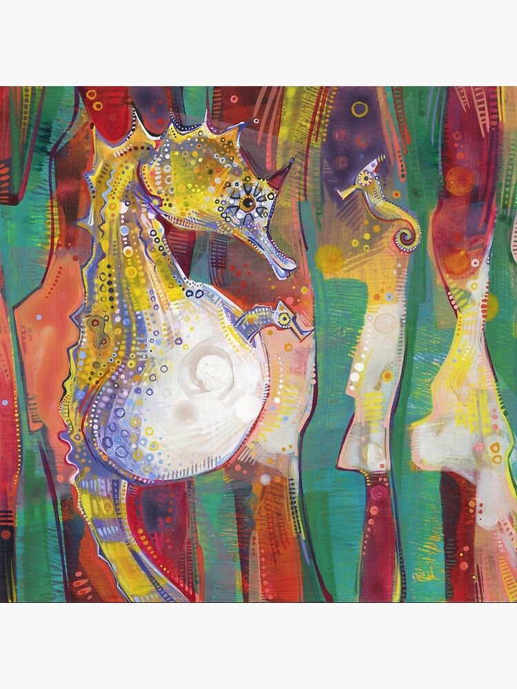 Thumbnail 2 of 2, Art Board Print, Pot-bellied Seahorse Painting - 2012 designed and sold by Gwenn Seemel.