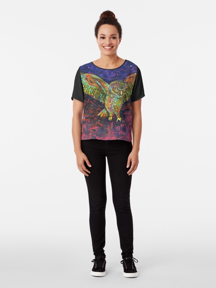 Alternate view of Owl painting - 2015 Chiffon Top