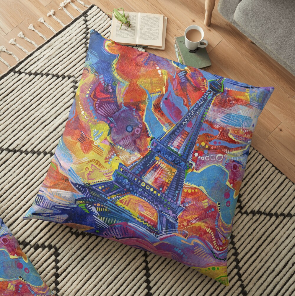 Eiffel's tower painting - 2014 Floor Pillow