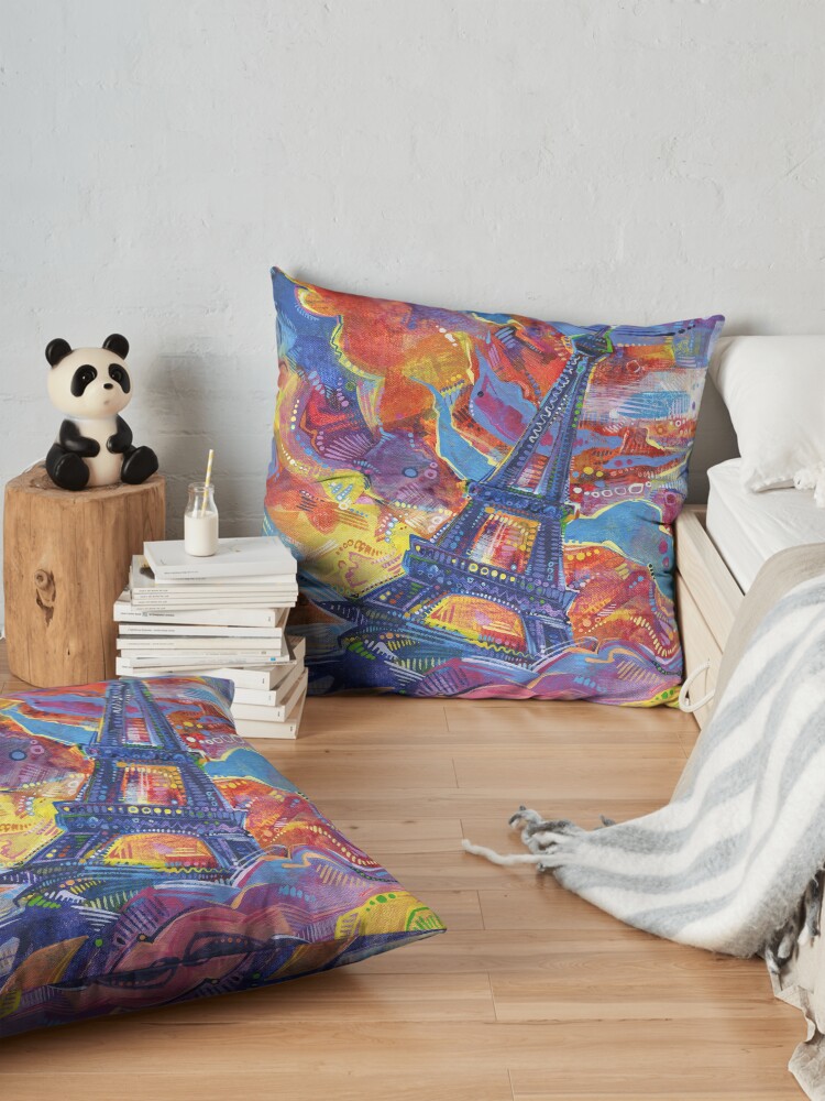 Alternate view of Eiffel's tower painting - 2014 Floor Pillow