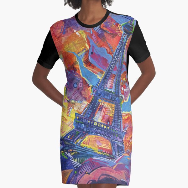 Eiffel's Tower Painting - 2014 Graphic T-Shirt Dress