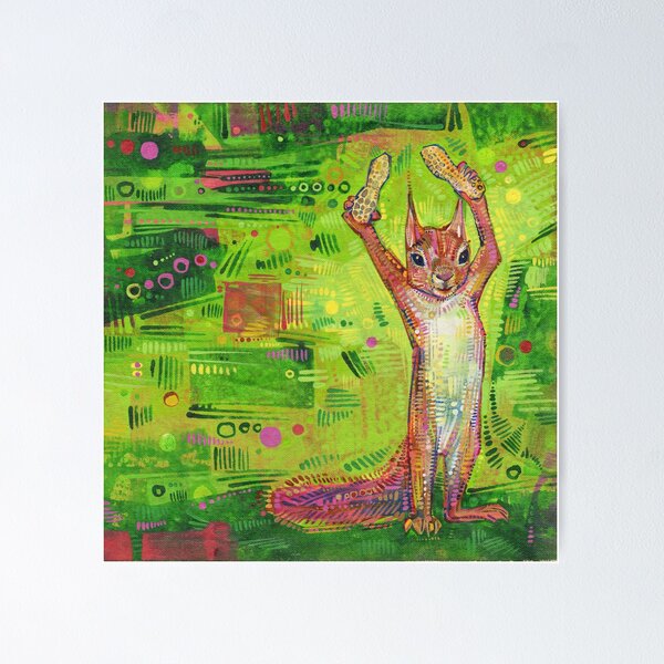 Squirrel Holding Peanuts Poster