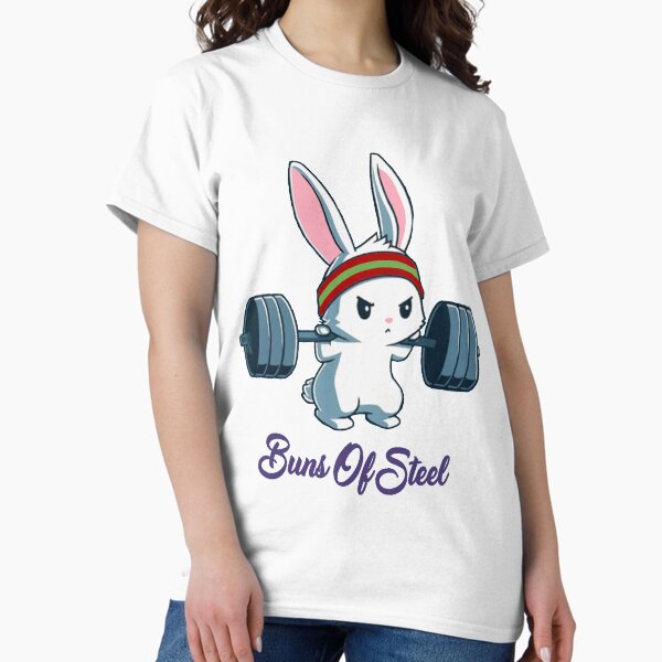 Aperçu de l'œuvre Buns Of Steel Fitness Rabbit Bunny Lover Gym Entraînement créée et vendue par DibbaDesigns.