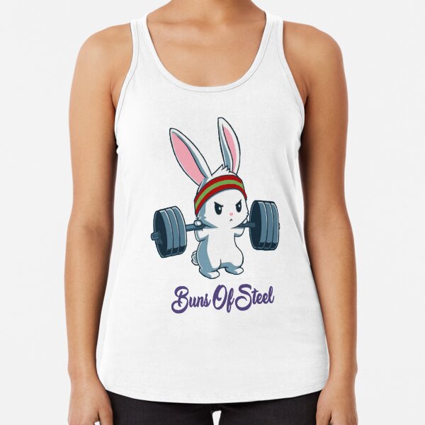 Buns Of Steel Fitness Rabbit Bunny Lover Gym Workout Racerback Tank Top