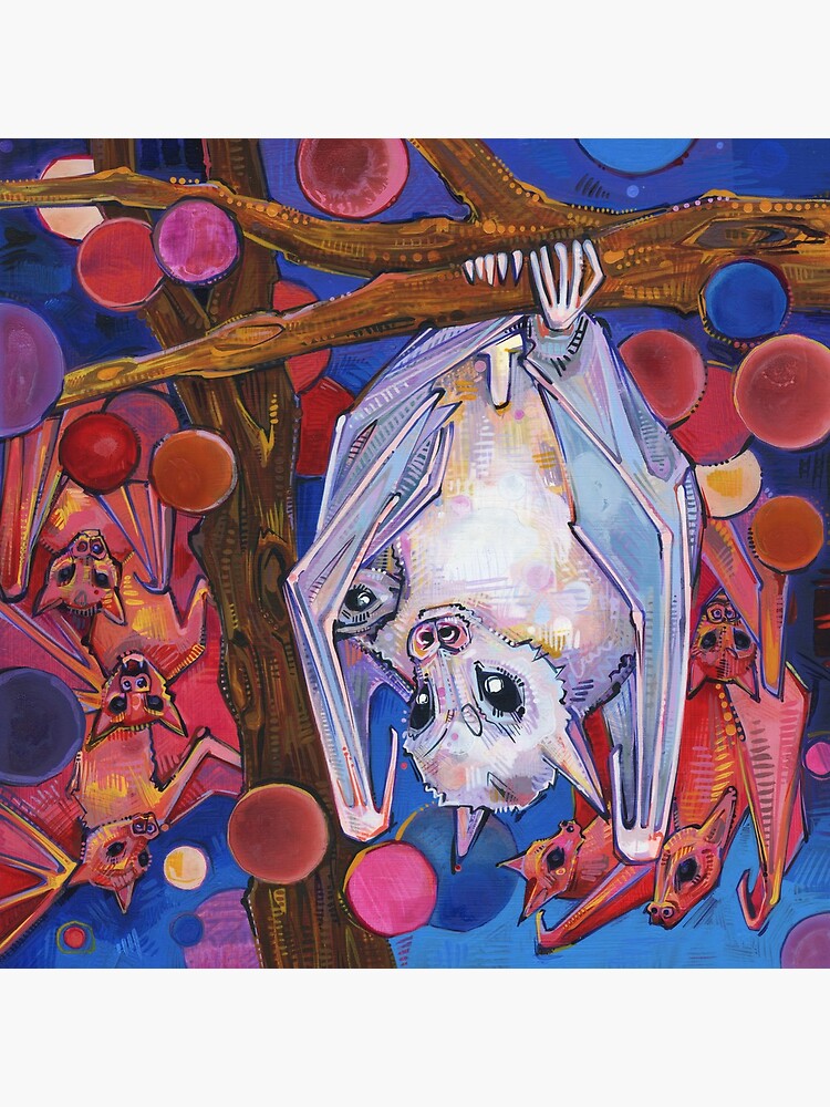 Dayak fruit bats painting - 2012 by gwennpaints