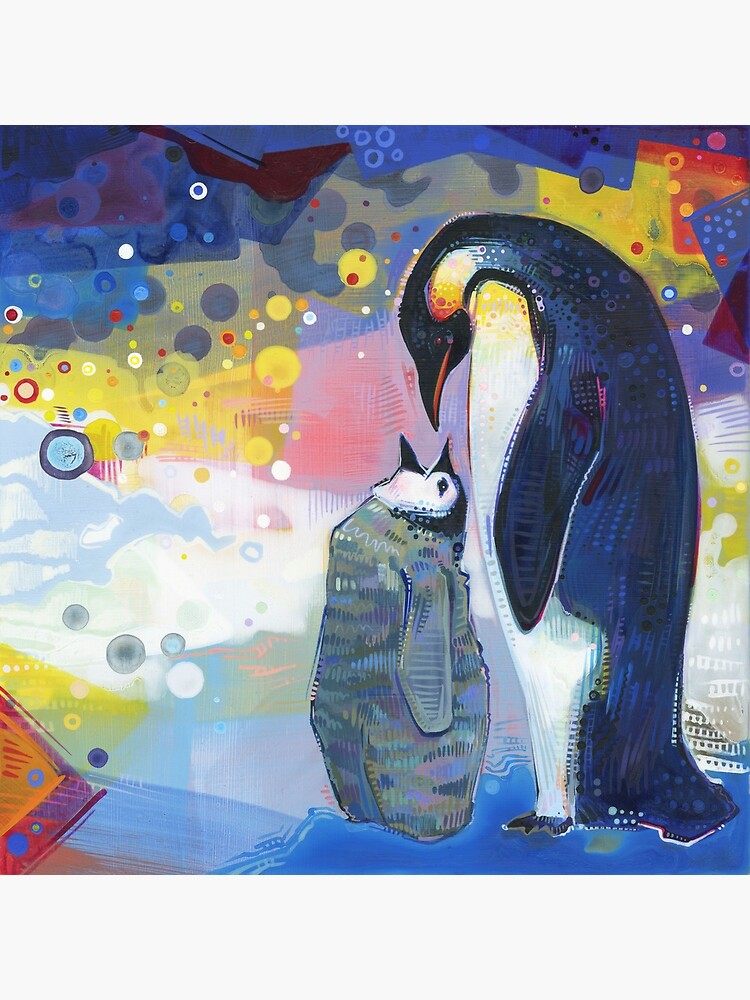Emperor Penguin Baby and Parent Painting - 2012 by gwennpaints