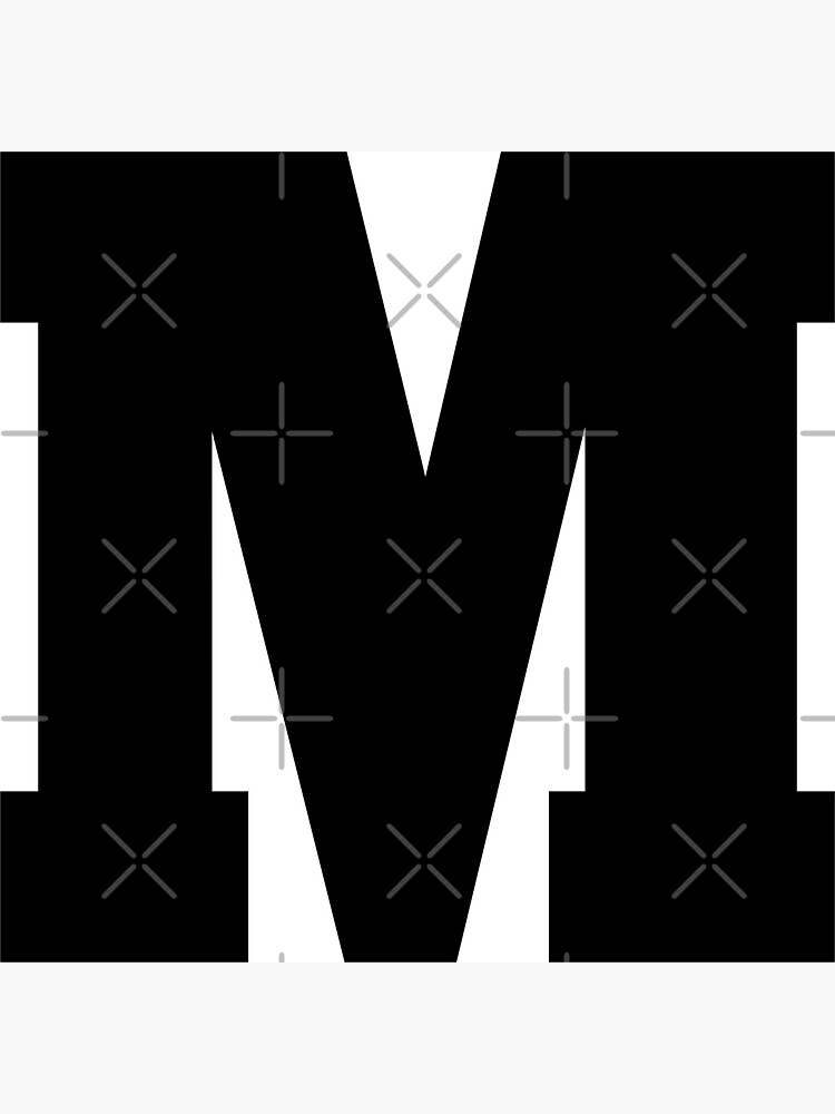 Letter M Uppercase White Black Stickers, Magnet