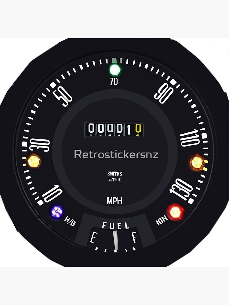 Uhr for Sale mit Klassischer Mini Smiths 90 MPH Tachometer von  Retrostickersnz