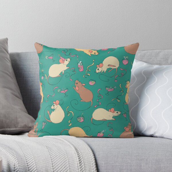 Party Rats in Teal Retro Throw Pillow