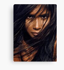 Young exotic woman with long black hair art photo print Canvas Print