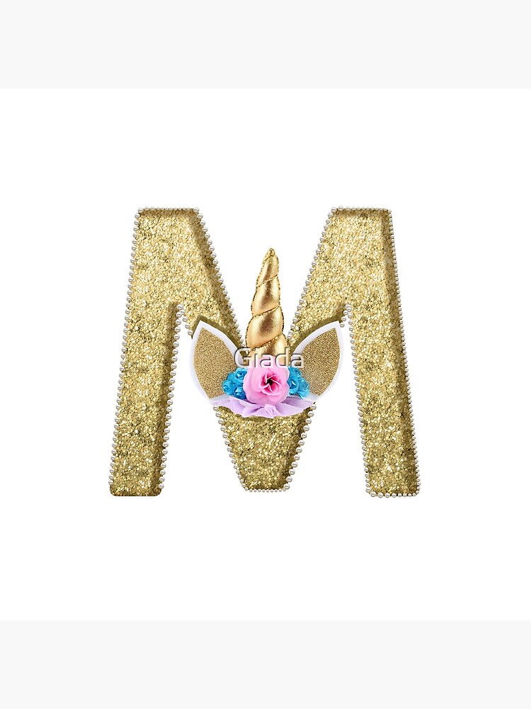 letter m animal alphabet unicorn monogram art board print by giada redbubble