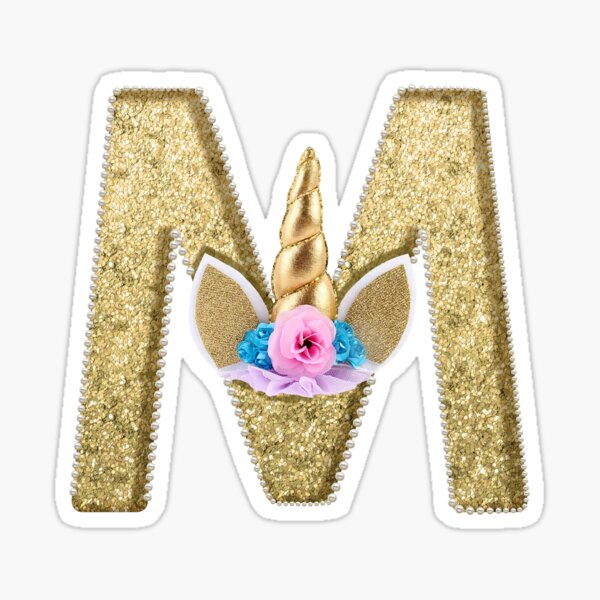 letter m animal alphabet unicorn monogram sticker by giada redbubble