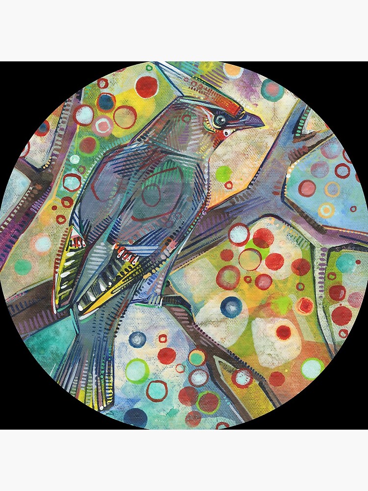 Bohemian waxwing painting - 2015 by gwennpaints