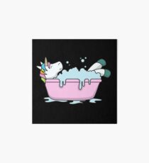 Bathing unicorn bathtub Art Board Print