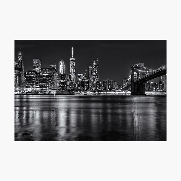 New York Manhattan Skyline Brooklyn Bridge Photographic Print
