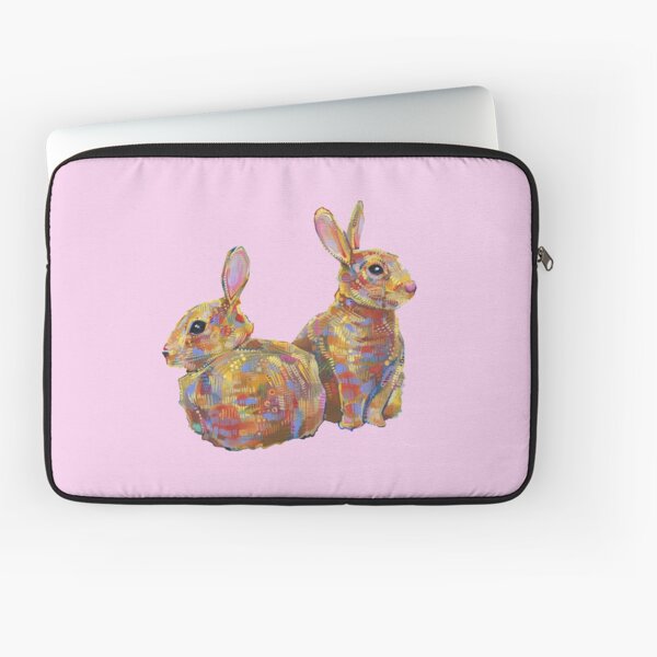 Common Rabbits on Blank Background Laptop Sleeve