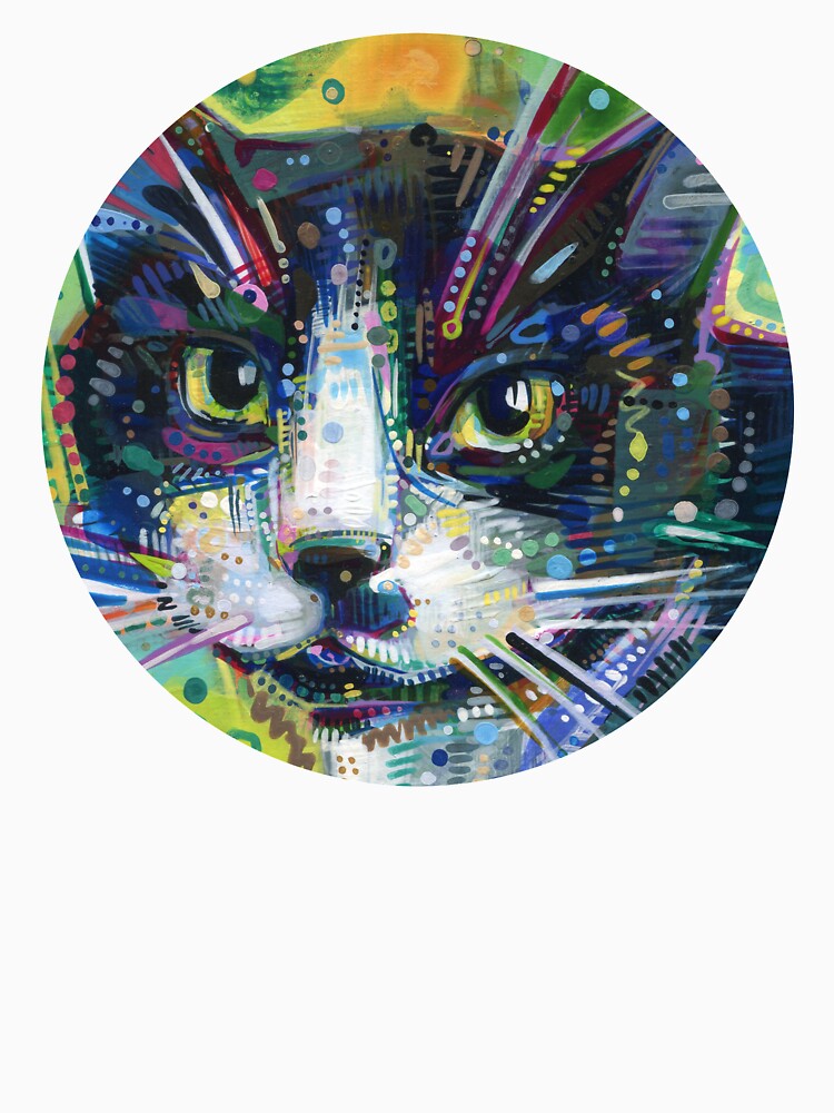 Thumbnail 3 of 3, Baseball ¾ Sleeve T-Shirt, Tuxedo Cat Face designed and sold by gwennpaints.