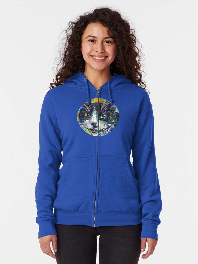 Thumbnail 2 of 5, Zipped Hoodie, Tuxedo Cat Face designed and sold by gwennpaints.