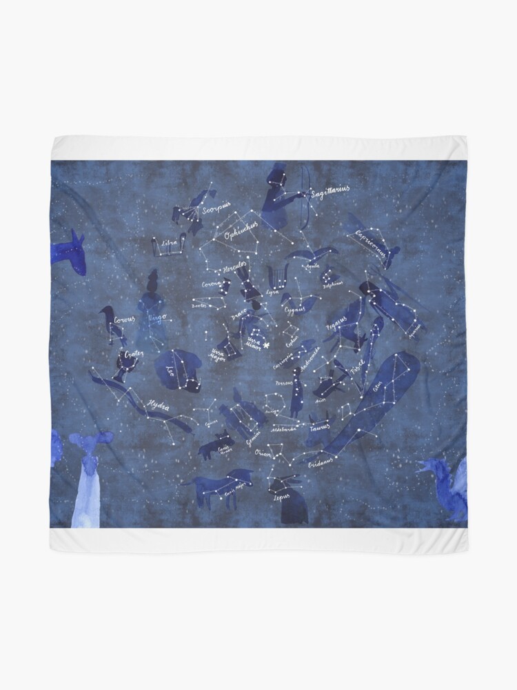 Alternate view of Night sky with star sign and latin constellation name, star map Scarf