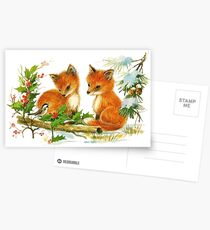Liebling Vintage Winterfüchse Postkarten