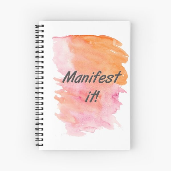 Motivational law of attraction manifestation statement - Manifest it! Black Typography Spiral Notebook