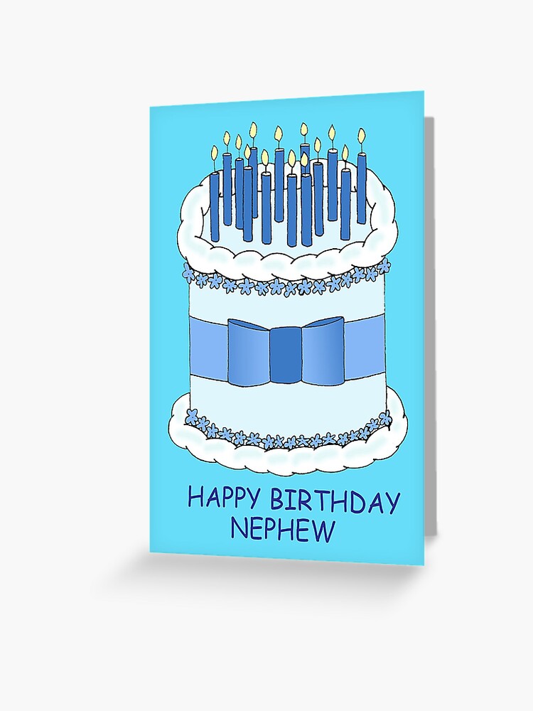 Tarjetas de felicitación «Velas y pastel de dibujos animados feliz  cumpleaños sobrino» de KateTaylor | Redbubble
