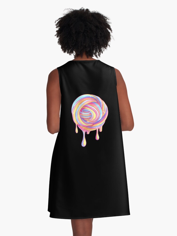 Thumbnail 3 of 4, A-Line Dress, Slime Swirl Drip designed and sold by instadrawvhs.